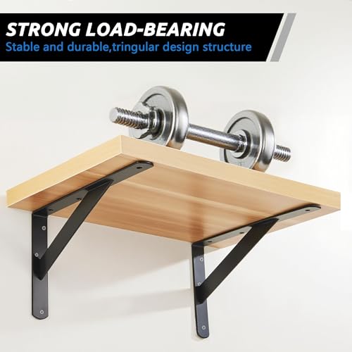 10 Pack L12 x H 8" Heavy Duty Shelf Brackets with Screws Open Floating Shelving Bracket L Brackets Black Metal Shelf Brackets for Shelves, Room, Pantry,Garage - size: L 12" x H 8" x W 1", style: 10 Pack-Black