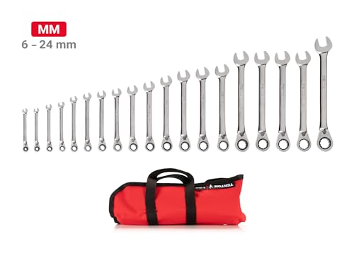 TEKTON Reversible Ratcheting Combination Wrench Set, 19-Piece | WRC94403 - size: 19-Piece (6-24 mm), style: Pouch