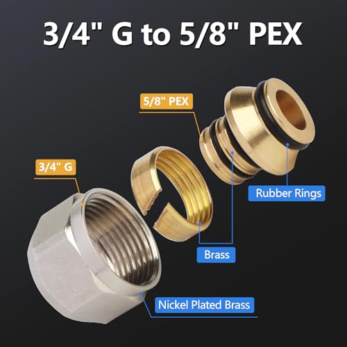 AB 10 Pcs 5/8" PEX Radiant Manifold Connector/Adaptor/Tubing Nuts, Branch Ports Plumbing Fittings for AB/WiseWater 2-12 Loop Manifolds
