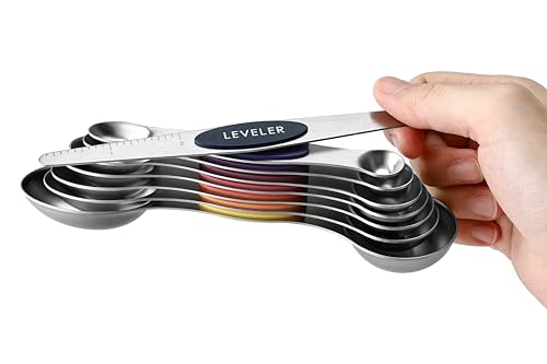 Spring Chef Stainless Steel 8 Magnetic Measuring Spoons, Mountain Sunrise - color: Mountain Sunrise, size: 1-Pack