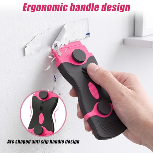 2 Pack Double-Ended Razor Blade Scraper, 30 Blades(pink) - color: 2 Pink