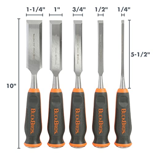 Buck Knives 1/4, 1/2, 3/4, 1, 1-1/4 COMFORT GRIP CHISEL SET - style: 5 Piece