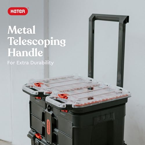 Keter Stack N Rolling Tool Box Modular Storage System 4 Piece - color: Black/Red, size: 4PC System
