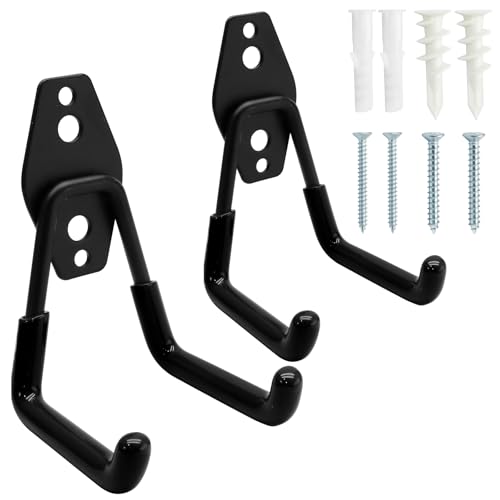Uenhoy 2 Pack Heavy Duty Garage Storage Hooks, Wall-Mount, Small, Black