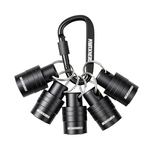 Geinxurn 5Pcs SDS Shank Bit Holder Keychain Set, Heavy Duty Quick Release Drill Bit Storage Organizer for Impact Driver Drill Bit for Lineman, Electricians, Construction Crews Outdoor Work - size: SDS005
