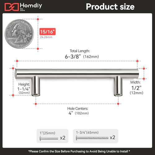 homdiy 15 Pack Brushed Nickel Cabinet Pulls Drawer Handles Cabinet Hardware Stainless Steel Cabinet Handles 4in Hole Centers Cupboard Pull Drawer Pulls, 201SN - color: Brushed Nickel, size: 4in hole centers