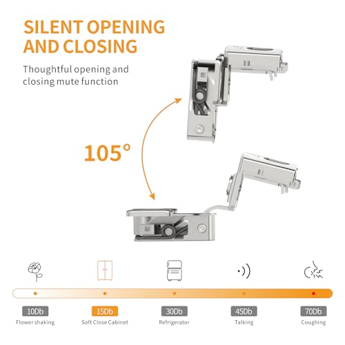 Chibery 20 Pack Face Frame Cabinet Hinges, 1-1/4" Overlay, Soft Close, 105° - size: 1-1/4 Inch Overlay