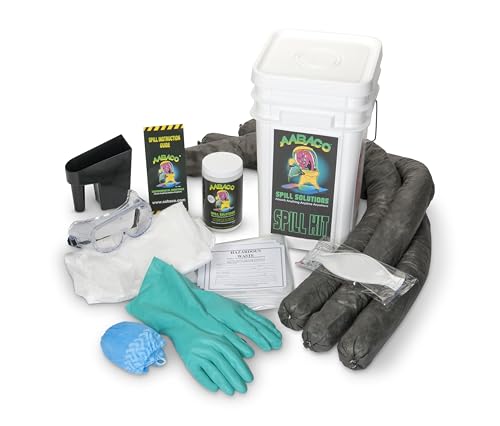 Aabaco Universal Spill Kit, 40 Gal, Socks, Pads, Powder & Gloves