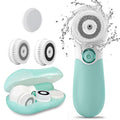 Facial Cleansing Brush Electric Facial Exfoliating Massage Brush with 3 Cleanser Heads and 2 Speeds Adjustable for Deep Cleaning, Removing Blackhead, Face Massaging - color: Green