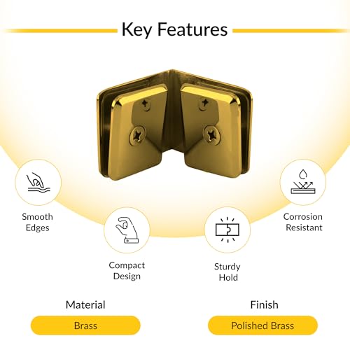 Brixwell Beveled Style Glass To Glass Clamp Brass, Polished Brass Finish - color: Polished Brass