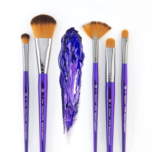 Royal & Langnickel Moderna, 5pc Oval Mop Variety Brush Set for All Painting Mediums, Includes - Mop, Fan & Half Moon Brushes Purple - style: Oval Mop Variety