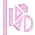 Tenare 6 Pcs Math Geometry Ruler Set, Protractor Triangle School,Pink - color: Pink