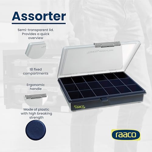 Raaco Assorter 5-18 Tool Box Organizer, 18-Slot Small Parts & Hardware - size: Medium –18 Slots, style: Fixed Grid