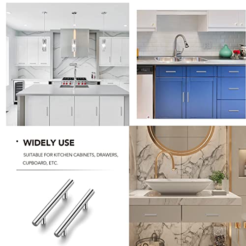 Ravinte Brushed Nickel Cabinet Handles, 30 Pack Drawer Pulls, 3 in | 5in Overall Lenghth, T Bar Pull, Smooth Grip, Kitchen Hardware Upgrade, For Cabinets, Drawers, Cupboards, Dressers - size: 3 Inch Hole Centers