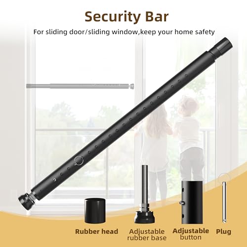 1-Pack Sliding Door and Window Security Bars, 17-50 Inch, Black - color: Black - 1 Pack