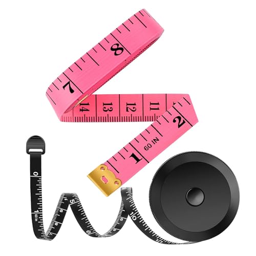 iBayam 2 Pack Tape Measure Measuring Tape for Body Fabric Sewing 60"/150cm - color: Pink & Black