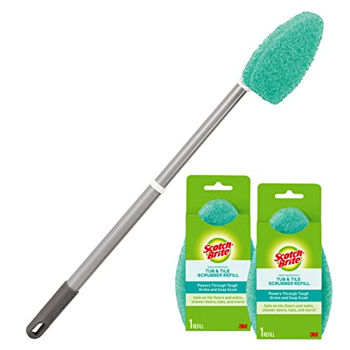 Scotch-Brite Extendable Tub & Tile Scrubber Kit, 1 Handle & 3 Scrubbers