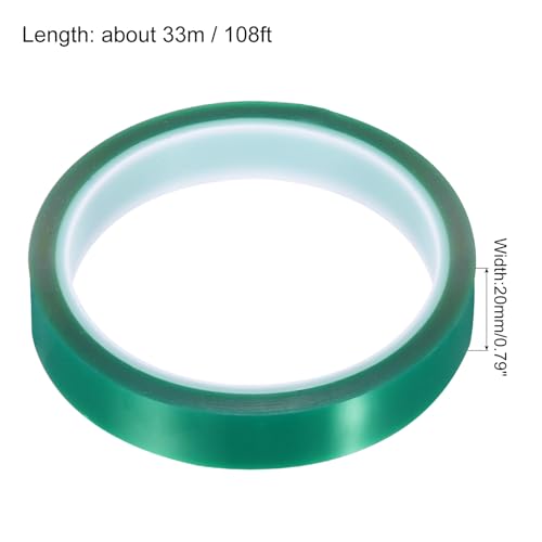 uxcell Green Heat Tape, 1 Roll 20mmx33m 108ft High Temperature Heat Resistant Tape for Sublimation,Heat Vinyl Press,Heat Transfer, Circuit Board, No Residue - color: Green, size: 20mmx33m