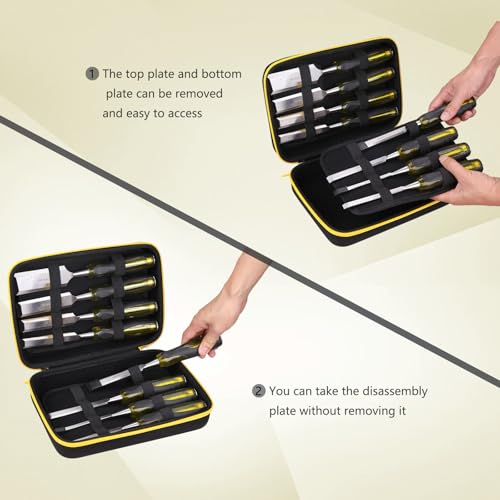 Tourmate Hard Storage Case for HURRICANE/MECHEER/WFOEJEJ/WORKPRO/Milwaukee Wood Chisel Set - Travel Box Suitable for 4/8 Piece&Complete Sets of Chisels(Box for Sale) (Black & Yellow, M (8 PCS)) - size: M (8 PCS)