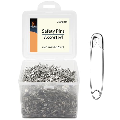 2000pcs Safety Pins, 32mm Safety Pins Bulk, Rust Resistant, Heavy Duty Variety Pack, Perfect for Clothes, Crafts, Sewing, Pinning and More - color: 32mm-2000pcs