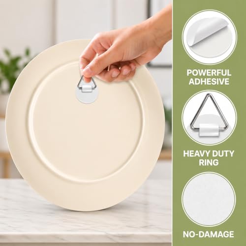Bilillo 30PCS Adhesive Picture & Plate Hangers, No Nails Wall Hooks, Invisible Heavy Duty Sticky Hanging Hooks for Frames, Plates, Wall Art Decor, No Damage (Round & Square) - style: 30 Pcs Round & Square