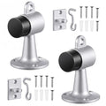 Yaocom 2 Pack Heavy Duty Floor Mounted Door Stop 3.5 Inch Aluminum Commercial Grade Door Stopper with Rubber Bumper & Stainless Steel Screws (Silver) - color: Silver