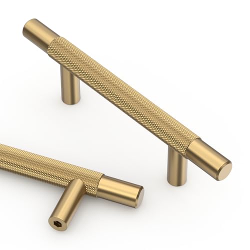 Asidrama 10 Pack 3 Inch(76mm) Champagne Bronze Knurled Kitchen Cabinet Handles, Cabinet Pulls Kitchen Cabinet Hardware for Cupboard Drawer Pulls - color: Champagne Bronze, size: 3" Hole Center