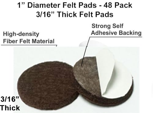 48 Pcs Self Adhesive 1" Round Felt Furniture Pads (Brown, 1") - color: Brown