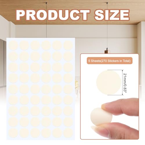 PATIKIL 270 Pieces Screw Hole Stickers, 5 Sheet Self-Adhesive Waterproof PVC Wood Grain Sticker for Screw Holes Wall Cabinets Desk Repairing, Warm White, 21mm/0.83 Inch - color: Warm White