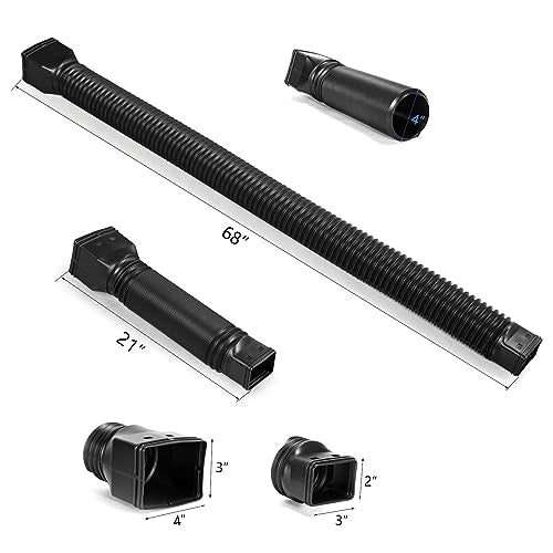 plusgutter Black-2pack Rain Gutter Downspout Extensions Flexible, Drain Downspout Extender,Down Spout Drain Extender, Gutter Connector Rainwater Drainage,Extendable from 21 to 68 Inches - color: Black