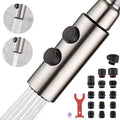 TIORIY Metal Kitchen Faucet Head Replacement, Pull Down Spray Head with 15 Adapters, 2 Function Kitchen Sink Spray Nozzle, Stainless Steel, Brushed Nickel - color: Brushed Nickel