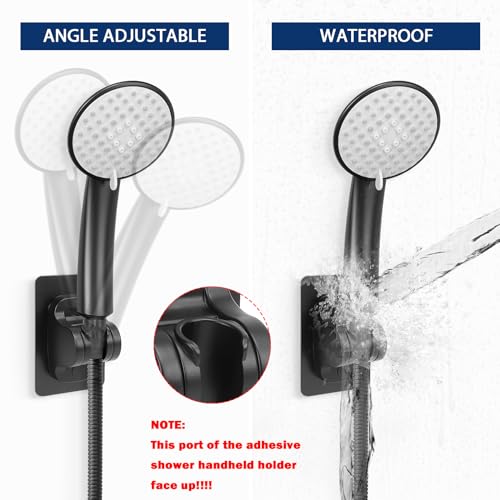 NearMoon Self Adhesive Shower Head Holder-Adjustable Handheld Shower Holder NO Drilling Wall Mount Waterproof (1 Pack, Matte Black) - style: Matte Black