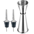 Briout Double Cocktail Jigger for Bartending,2 Pourers,1 OZ 1OZ,Rolled Edge - color: Silver, size: Rolled Edge-1oz/2oz-1PC+2 Pourers