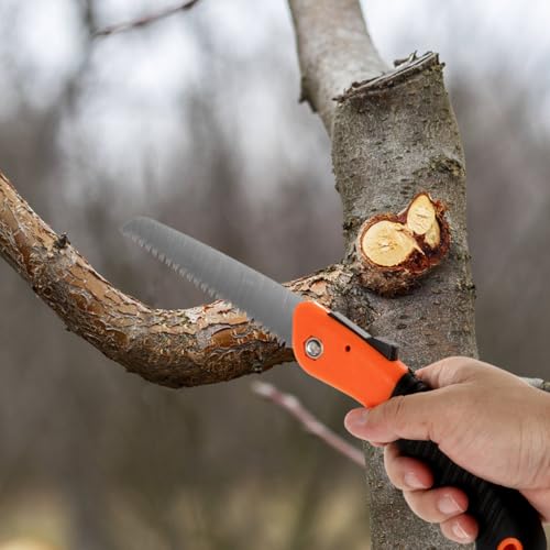 ibasenice Folding Hand Saw for Tree Cutting Pulling Pruning Saw for Gardening and Camping 14.96in Blade with 3-Sided Grinding Teeth for Firewood Woodworking and Landscaping
