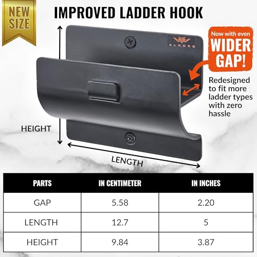 Ladder Hanger Set of 2 for Garage Wall - Black Heavy Duty Utility Hook - color: Black, size: Pack of 2 Hooks