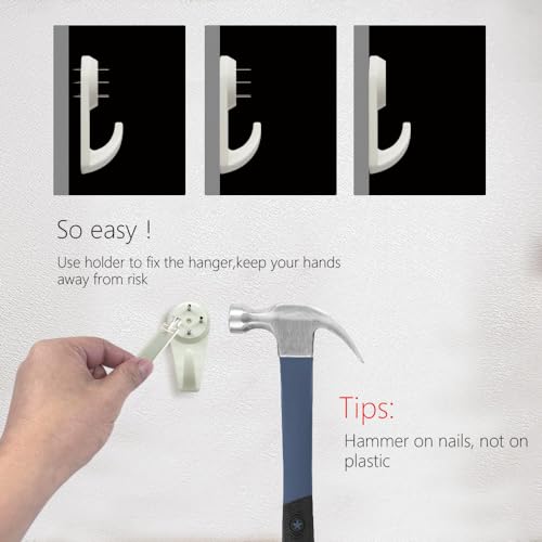 Picture Hanging Kit， No Damage Wall Hangers for Frame，68pcs Invisible Nails for Concrete， Hardwall and Cement Wall (Mix) - size: Assorted Sizes