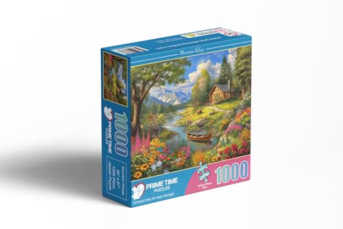 Adult Jigsaw Puzzle Log Cabin Mountain Lake - color: Mountain Refuge