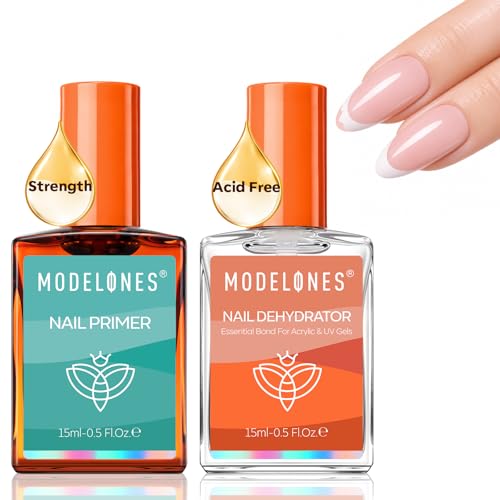 Modelones Nail Dehydrator and Primer Set 15ml 2 Pcs HEMA Free Prep Kit - color: Nail Prep Dehydrator Primer Clear