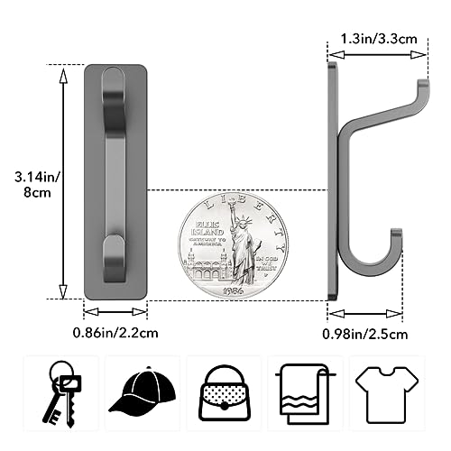 pickpiff 13LB Strong Stick-on Hooks for Coat & Towel, Grey 4 Pack - color: Gray, size: 4 Pack