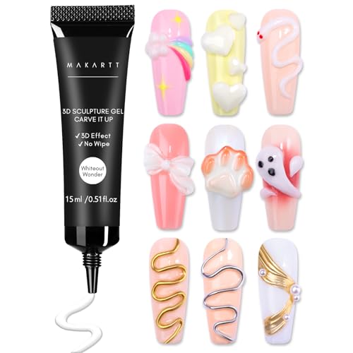 Makartt 3D Nail Gel, 15g Sculpting Gel Glue for Molding and Drawing - color: A06-Whiteout Wonder