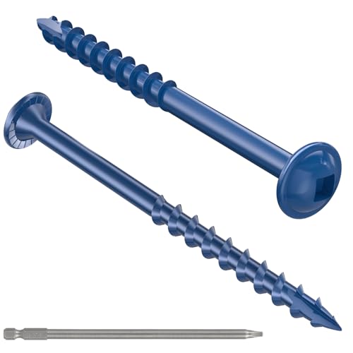 #8 Pocket Hole Screws 2-1/2 Inch, 100Pcs Coarse Thread Wood Screws, Drive Bit Included (Blue) - color: Blue, size: #8 x 2-1/2"