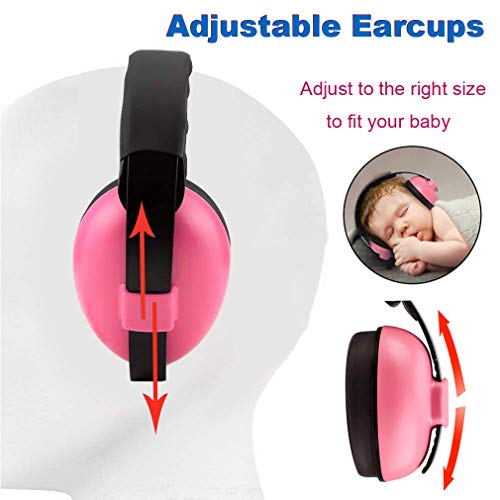 Baby Ear Protection Noise Cancelling Headphones for Kids Noise Reduction Hearing Protection Earmuffs for 0-3 Years Babies, Toddlers, Infant (Redrose) - color: Red