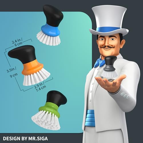 MR.SIGA Dish Scrub Brush, Palm Brush Dish Scrubber, Gray, Pack of 2 - color: Gray