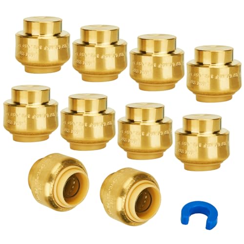 SUNGATOR 10-Pack Push Fit End Cap, 1/2-Inch Push-to-Connect PEX Fittings - size: 1/2 Inch, 10 Pack