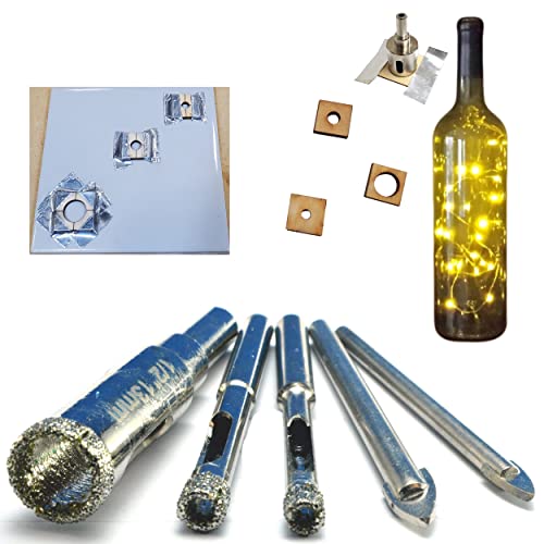 Diamond Tile Drill Bit Kit - Glass & Porcelain Set, 5 Pack: 3/16", "1/4", "1/2" Diamond Drill Bits for Ceramic, Porcelain, Granite & Bottles - size: 5pc Mixed Drill Kit