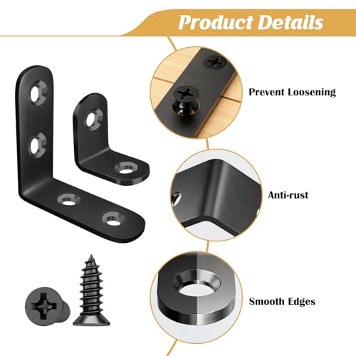 weiwei 48 PCS Stainless Steel L Brackets & Straight Brackets, Multi-Size Angle Bracket Mending Plate, Sturdy Corner Bracket Flat Braces Combo Set with Screws for Wood Shelves Furniture Cabinet DIY - style: Combination 2