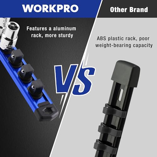 WORKPRO Magnetic Socket Organizer, Heavy Duty 3/8-Inch Drive Socket Rail - color: Blue, size: 3/8" DR