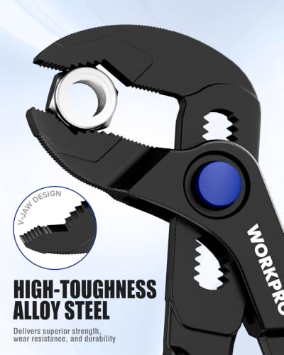 WORKPRO Mini Water Pump Pliers, 4-Inch Groove Joint Pliers for Tight Spaces - color: Black