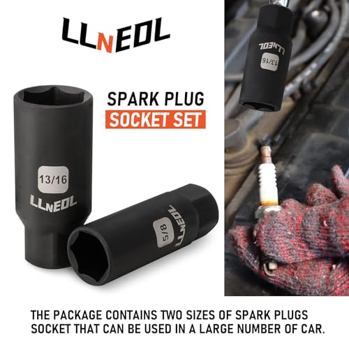 LLNEDL 3/8" Drive Impact Socket Set 95Pcs, Spark Plug Socket (5/8", 13/16") - color: Red Case