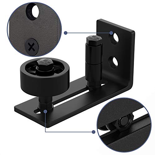 WINSOON Sliding Barn Door Floor Guide Hardware kit 8 in 1, Black, 1Pack - color: Black